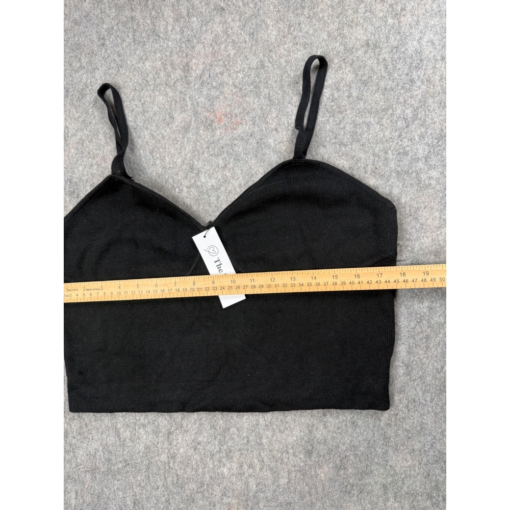 The Drop Cami Crop Top Womens L Black Ribbed Knit Sweetheart Boho Y2K Minimalist - Picture 2 of 5